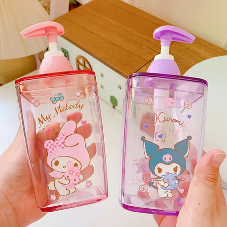 Sanrio Candy Color Soap Bottle Hello Kitty Cinnamoroll Girly Heart Press Bottle Bathroom Shower Gel Shampoo Dispensing Bottle