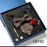 Luxury Quality Tie Set With Necktie Bowtie Pocket Square Cufflinks Tie Clip Brooches For Man Bussiness Wed Party Tie Gift Box