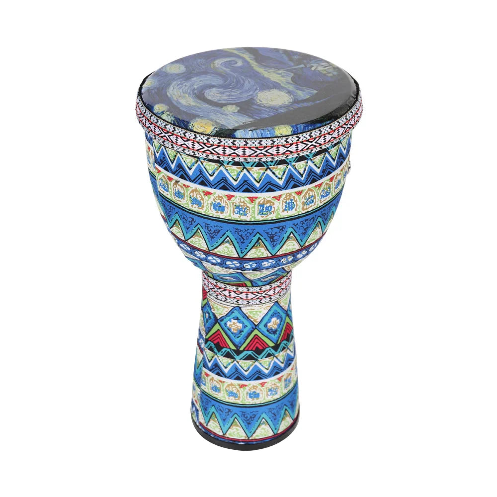 African Hand Drum  8 Inch Portable Djembe Drum Percussion Instrument Tambourine Gift Colorful Art Patterns