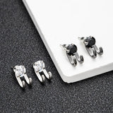 2022 New Simple Zircon Stud Earrings Single Trend Personality Hip-hop Niche Hook Shape Earrings for Women Men Party Jewelry