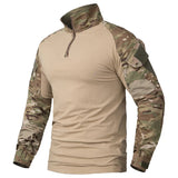 Men's Camouflage Tactical Shirt Long Sleeve Soldiers Army Combat T Shirt Cotton Camo Military Uniform Airsoft Shirts