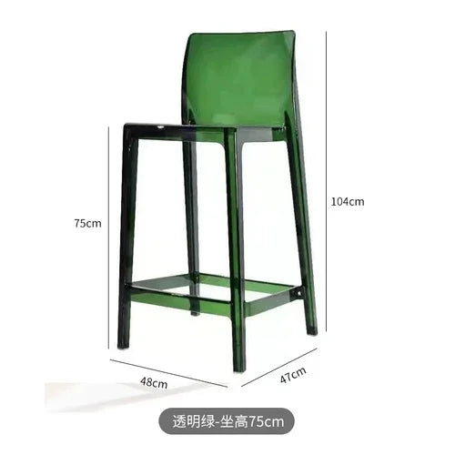 Nordic Acrylic Transparent Bar Chairs Modern Backrest Household Design Bar Chairs High Stools Muebles Household Items WZ50BC