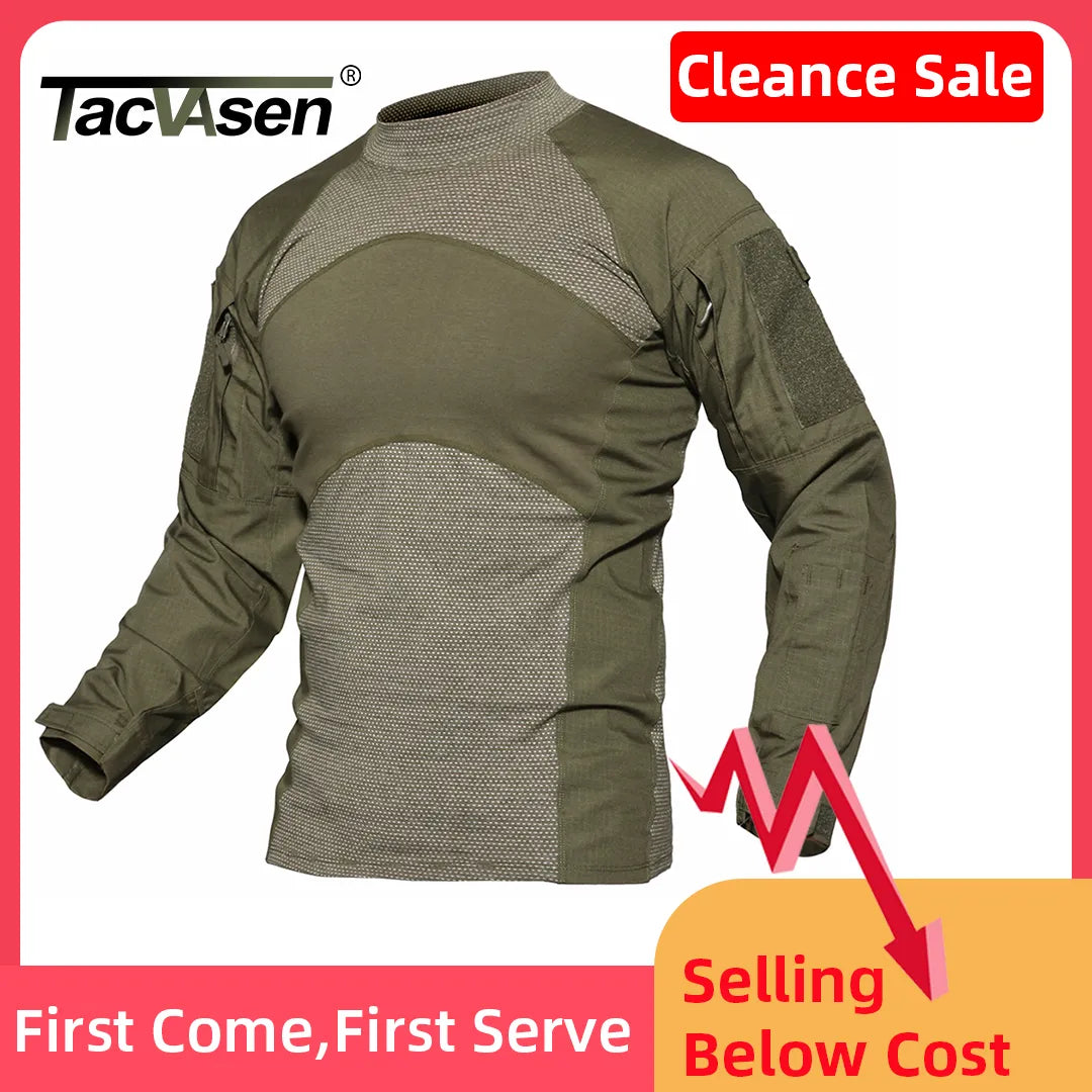 TACVASEN Oversize Long Sleeve Work tshirt Mens Summer Tactical T-shirt Combat Hunt Game Camouflage Clothing Ristops Tee Tops