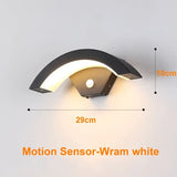 Moden waterproof outdoor wall lamp PIR motion sensor wall light 18W 24WGarden porch frontdoor black aluminum lamp body