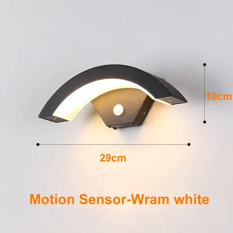 Moden waterproof outdoor wall lamp PIR motion sensor wall light 18W 24WGarden porch frontdoor black aluminum lamp body