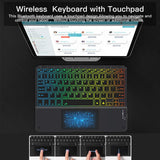 Backlit Touchpad Wireless Keyboard For Android IOS Huawei Xiaomi Tablet For iPad Pro Air Mini 6 Korean Russian Spanish Keyboard