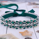 TOPQUEEN Multiple Styles Green Belt With Diamonds Bridal Wedding Accessories Rhinestone Women'S Dresses Evening Girdles S30