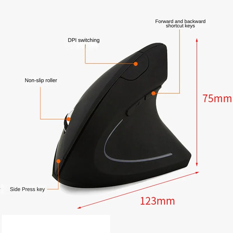 2.4G Vertical Wireless Ergonomic Mouse, Computer Mouse Optical Mouse 800/1200 /1600 DPI 6 Buttons for Laptop Desktop PC MacBook