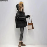 2023 New Warm Thicken Loose Down Jacket Women Winter Short Jacket Hooded Fur Collar Cotton Coat Korean Female Parkas Basic Coat