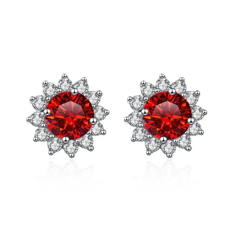 JoyceJelly 1 carat D Color Moissanite Diamond Earrings S925 Sterling Silver Jewelry For Women Sunflower Shaped Ear-studs Wedding