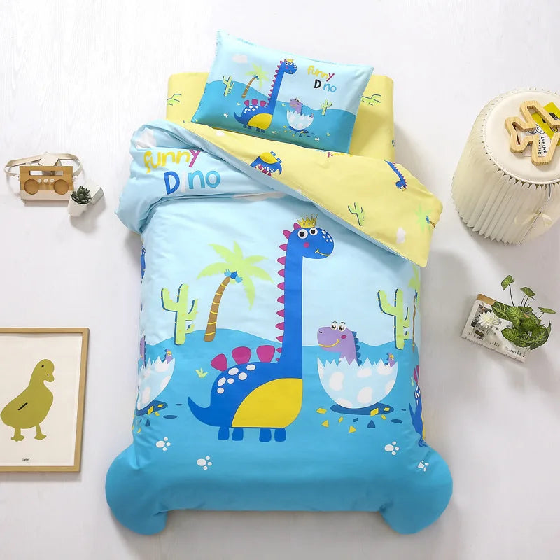 Children's Cotton Three-piece Set Kindergarten Nap Cartoon Bed Sheet Quilt Cover Cotton Bedding Kit Pillowcase CP27