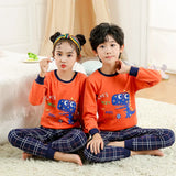 Autumn Cotton Sleepwear Sets for Children Baby Girls Lovely Heart Pajamas 2Pcs Long Sleeve Shirts+Pants Loungewear Kids Clothing