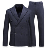 Men's Stripe Suit High Quality Gentleman Double Breasted Blazer 3 Pcs Set Slim Fit Wedding Male Blazer Jacket Coat Pants Vest