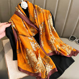 180*90cm Large Silk Satin Scarf Hijab Women Print Spring New Shawl Wrap Female Hand Foulard Pashmina Travel Echarpe 2022 NEW