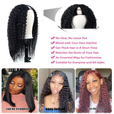 Kinky Curly U V Part Wig Human Hair No Leave Out Glueless Brazilian Deep Curly Wave U Part Human Hair Wig for Women 180% Density