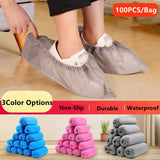 Disposable Shoe Covers 100PCS Non Slip Durable Waterproof Boot Cover for Floors Indoor Outdoor Workplace Shoes Booties Protector