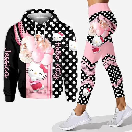 2024 Disney Hello Kitty 3D Kitty Cat Hoodie Women's Hoodie Suit Yoga Pants Sweatpants Fashion Sports Suit