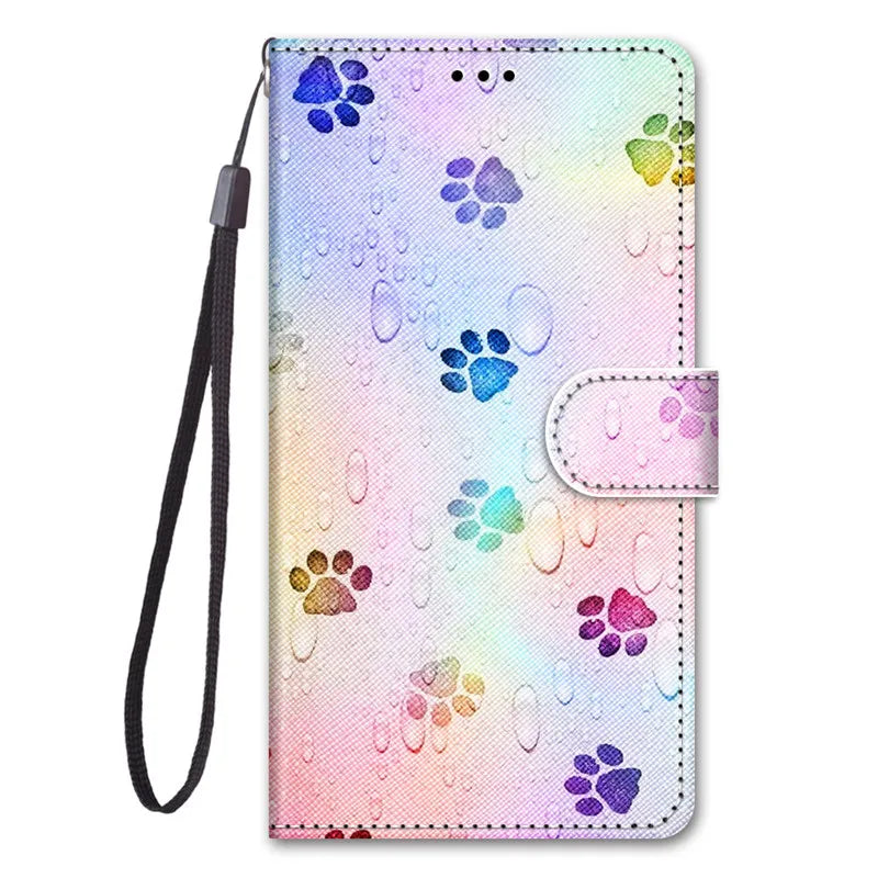 Leather Magnetic Case For Samsung Galaxy A25 A24 A14 4G A34 A54 5G SM-A256B A245F Phone Cover Flip Wallet Painted Funda Etui