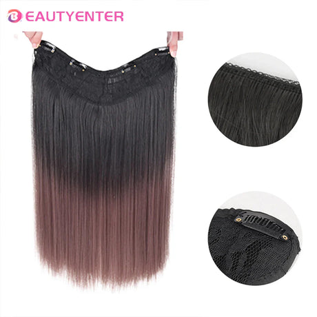 Synthetic Clips In Hair Long Wave Clip In Hair Extension Synthetic Wig Hair Extensions Ombre Gradient color Hairpieces