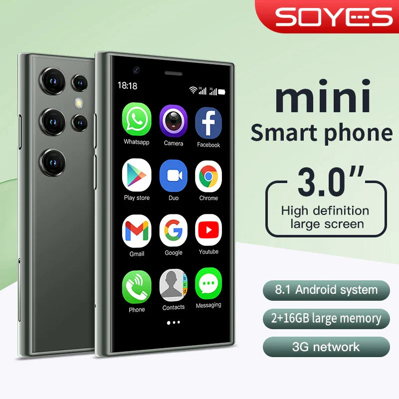 SOYES S23 Pro Mini Smartphones Android 8.1 Dual SIM 3.0'' HD 1000mAh Battery WIFI Bluetooth 3G Small Mobile Phone 2GB+16GB