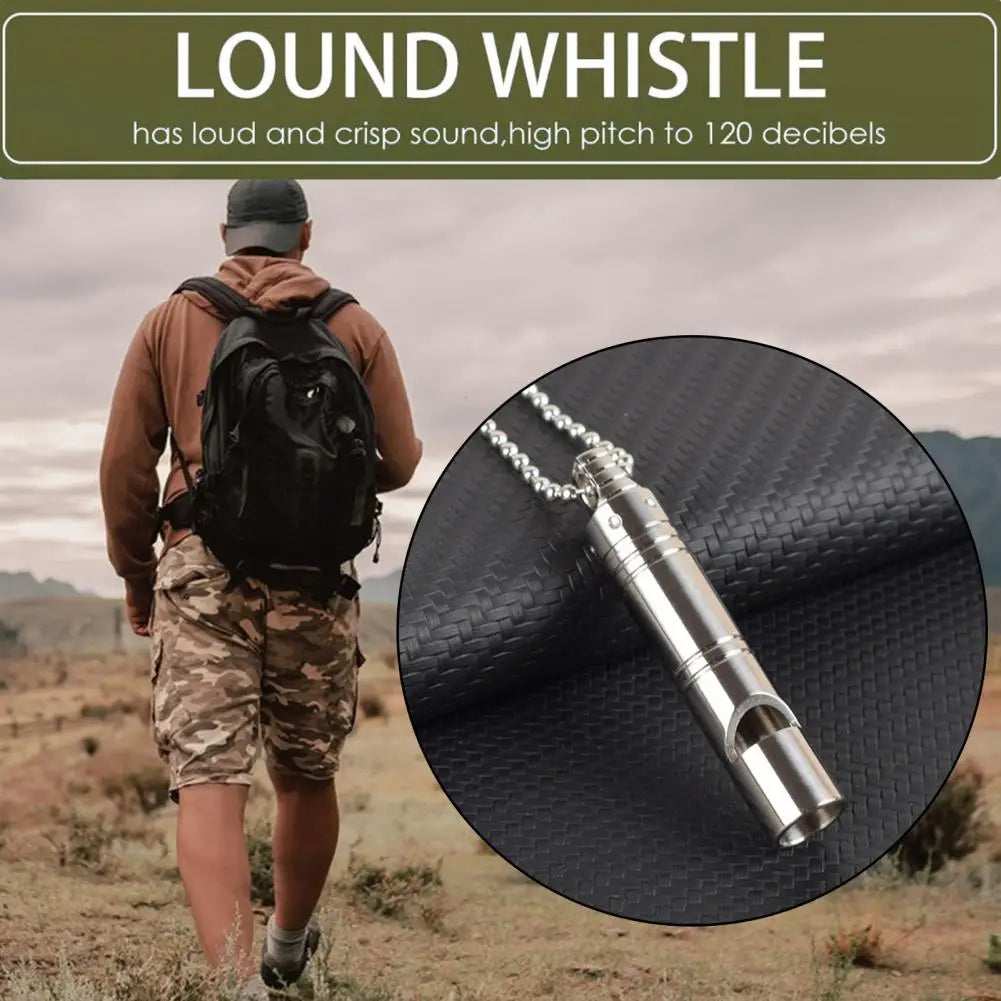 Safety Whistle Compact Alloy Emergency Whistle with High-decibel Sound for Survival Safety Portable Size with Neck Chain Outdoor