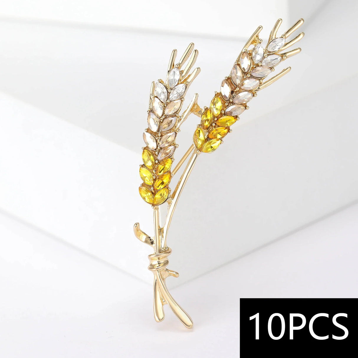 Beaut&Berry 10pcs Women Rhinestone Ear of Wheat Brooches Plant Pins 5-color Unisex Office Party Casual Accessories Gifts