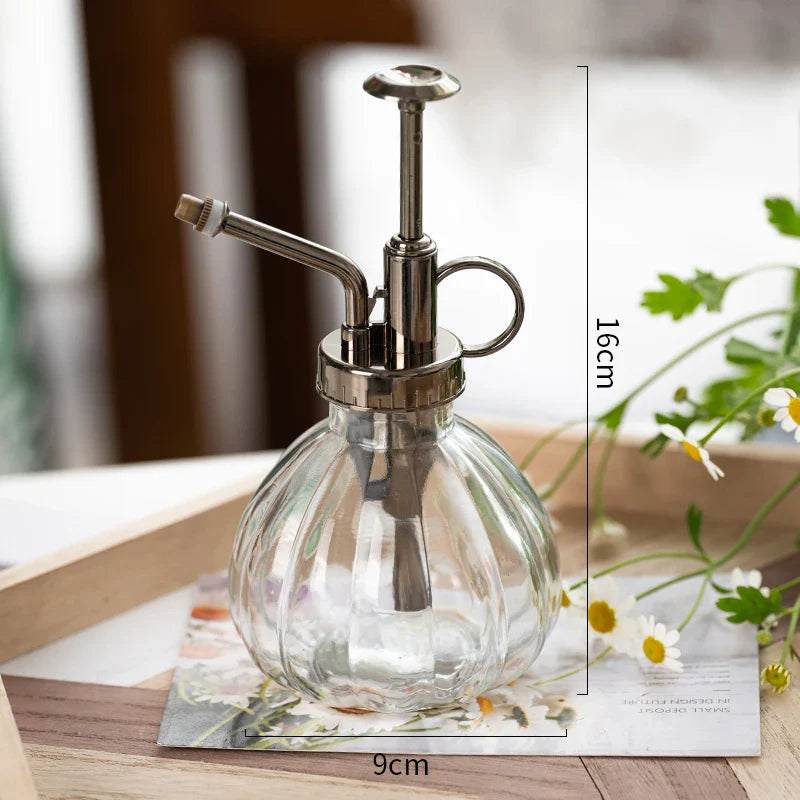 Glass Embossed Air Pressure Gardening Small Watering Can Disinfection Watering Bottle Household Glass Spray Bottle