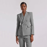 Business Suit for Women Suits Sets 2023 Women's Two-piece Suit Serge Double-breasted Slim Fit Chic and Elegant Woman Pants Set