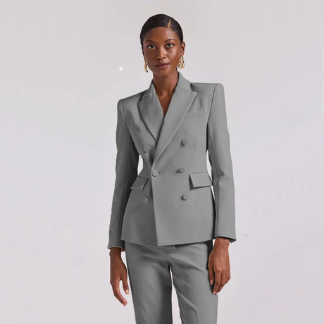 Business Suit for Women Suits Sets 2023 Women's Two-piece Suit Serge Double-breasted Slim Fit Chic and Elegant Woman Pants Set