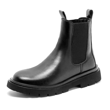 Chelsea Boots Men's Casual Leather Biker Boot High Top Slip-on Popular Trendy All-match Street Fashion Waterproof Anti-wear Shoe