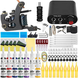 Professional Coil Tattoo Machine Kits 10 Wraps Coil Tattoo Gun Set with Power Supply Grip inks Tattoo Kit for Beginner