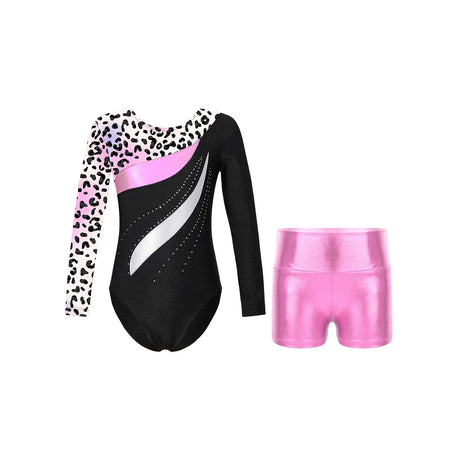 Kids Girl Ballet Dance Gymnastic Leotard Sleeveless Bodysuit with Shorts Skating Stage Performance Dancewear Swimwear Sportswear