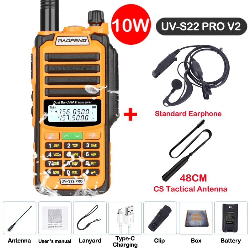 Baofeng UV S22 PRO V2 IP68 Walkie Talkie Waterproof Dual Band 136-174/400-520MHz Ham Radio Upgraded Of UV9R UV5R Pro 50KM Range