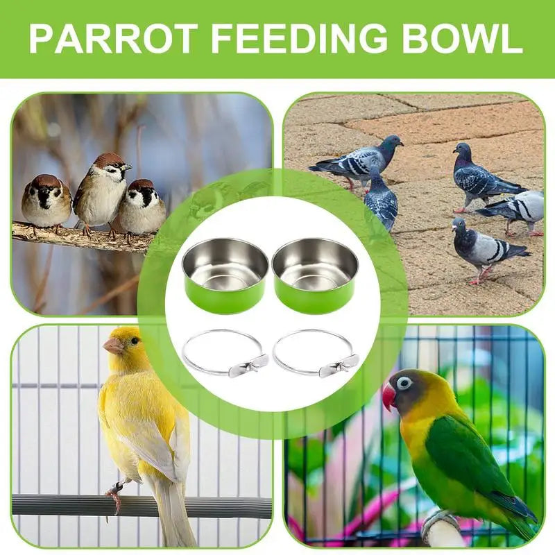 Bird Cage Feeder 2PCS Parrot Food Water Bowls Bird Feeding Dish Cups Birds Food Dish Water Cage Bowls Bird Cage Accessories