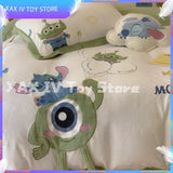 Cartoon Kawaii Disney Stitch Milk Velvet Four-piece Warm Bed Linen For Children In Winter Animation Derivatives Holiday Gift