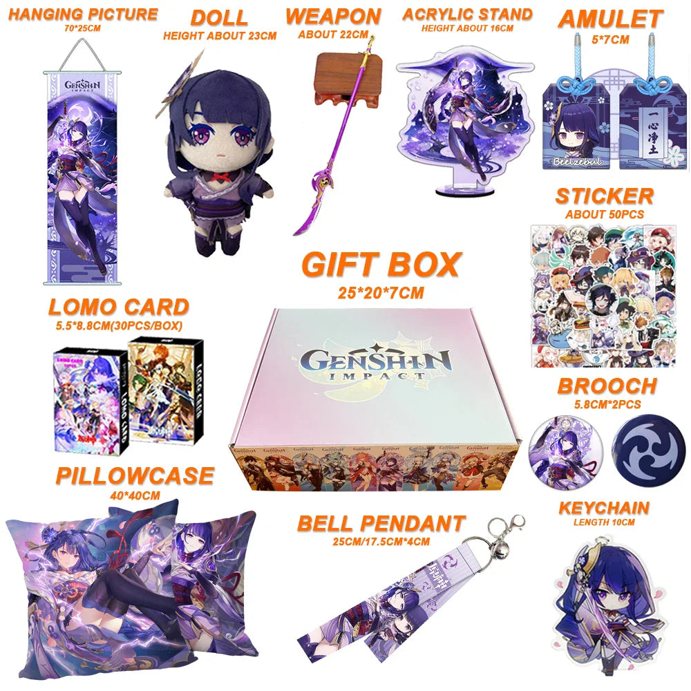 Genshin Impact Xianyun Navia Fontaine Furina Neuvillette Wriothesley Focalors Baizhu Kaveh Gift Box Include Keychain Doll Pillow