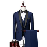 Men Skinny 3 Pieces Set Formal Slim Fit Tuxedo Prom Suit / Male Groom Wedding Blazers High Quality Dress Jacket Coat Pants Vest