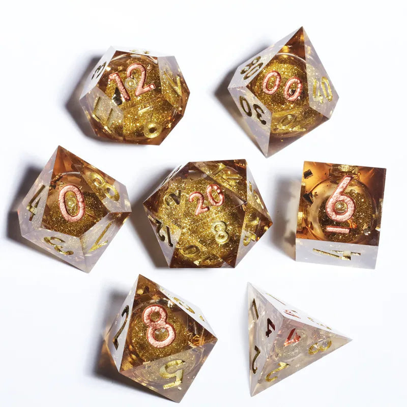 Mini Planet New Design Liquid Core Dice Set DND Handmade Polyhedral Resin Dice with Sharp Edges RPG Dice D&D Board Games