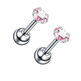 1 Pair CZ Ear Stud Mixed Colors Cartilage Earrings Set Stainless Steel Barbell Studs Earrings Helix Tragus Piercing 2-8mm