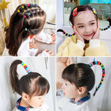 100Pcs/Lot Sweet Hair Band Girls Hair Ties Bows Elastic Rubber Band Flower Small Ball Scrunchies Baby Kids Hair Accessories Gift