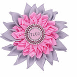 Pink Gray Satin Ribbon Sun Flower Corsage Design Group Top Ladies of Distinction TLOD Brooch For Gifts