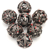 7Pcs/set 7-Die Table Game DND Dice Party Game D4 D6 D8 D10 D12 D20 Game Dice Hollow Roung Dragon Metal Polyhedral Dice TRPG DND