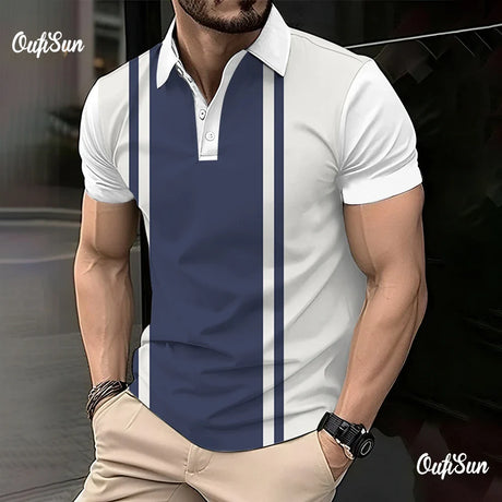 mens polo shirt new striped business polo shirt summer short sleeve tops peplum trend mens polo shirt oversized clothing