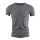 Men's Basic T-shirt Solid Color Short Sleeve Tee Summer Plain Casual Gym Muscle Crew Neck Slim Fit Tops T Shirts Male Clothing