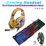 Gaming Wired Keyboard + Wireless Mouse+ Gaming Headset Deep Bass Wired Headphone with MIC for PS5/ PS4/ XBOX/ PC/ Laptop