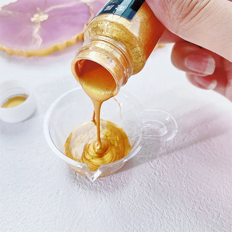 30ml Acrylic Border Gold Paste DIY Crystal Epoxy Resin Jewelry Accessories Hand Painted Liquid Gold Powder Graffiti Art Pigment