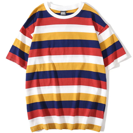 HISTREX 50 Colors Men Women Stripe T Shirt 100% Cotton T-shirt Summer Vintage Crewneck Y2K Oversize Tshirts Tops Tee Women 200g