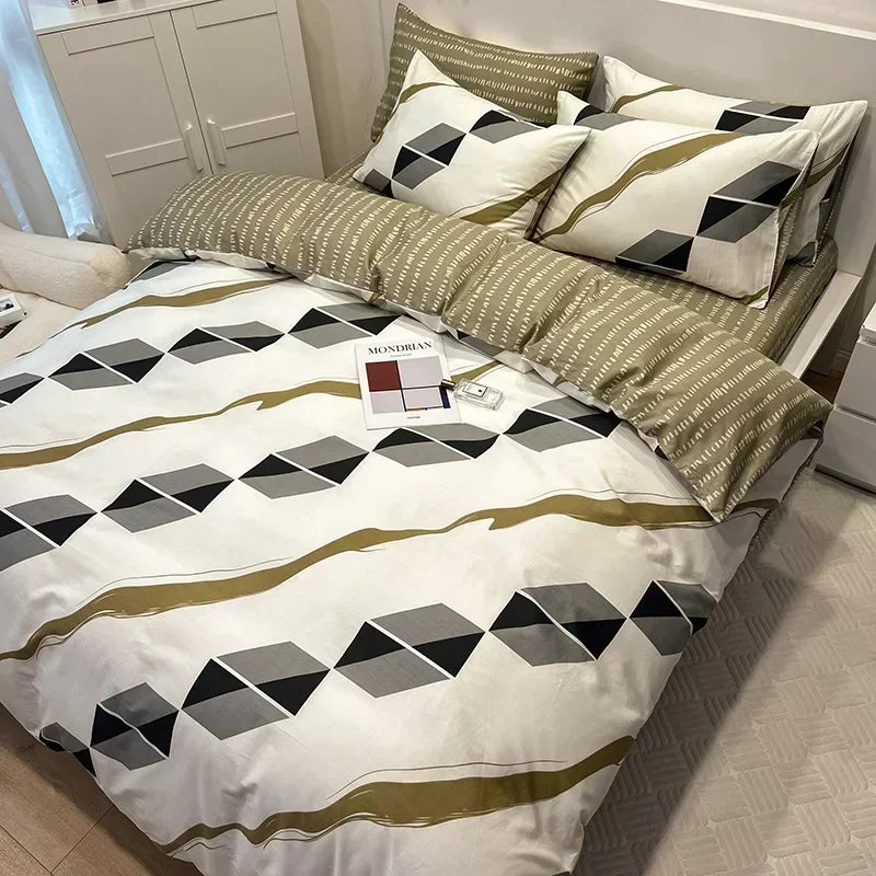 High-quality Home Pure Cotton Bedding Set 100% Cotton Skin-friendly Queen Duvet Cover Set with Sheets Comforter Cover Pillowcase