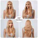 EASIHAIR Light Orange Synthetic Wigs Long Wavy Ombre Natural Hair Wigs with Bangs for Women Cosplay Lolita Wig Heat Resistant