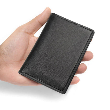 Genuine Leather Card Wallet for Men Super Slim Mini Credit Card Holders Wallet Folding Thin Card Purse Soft Small Bags for Women